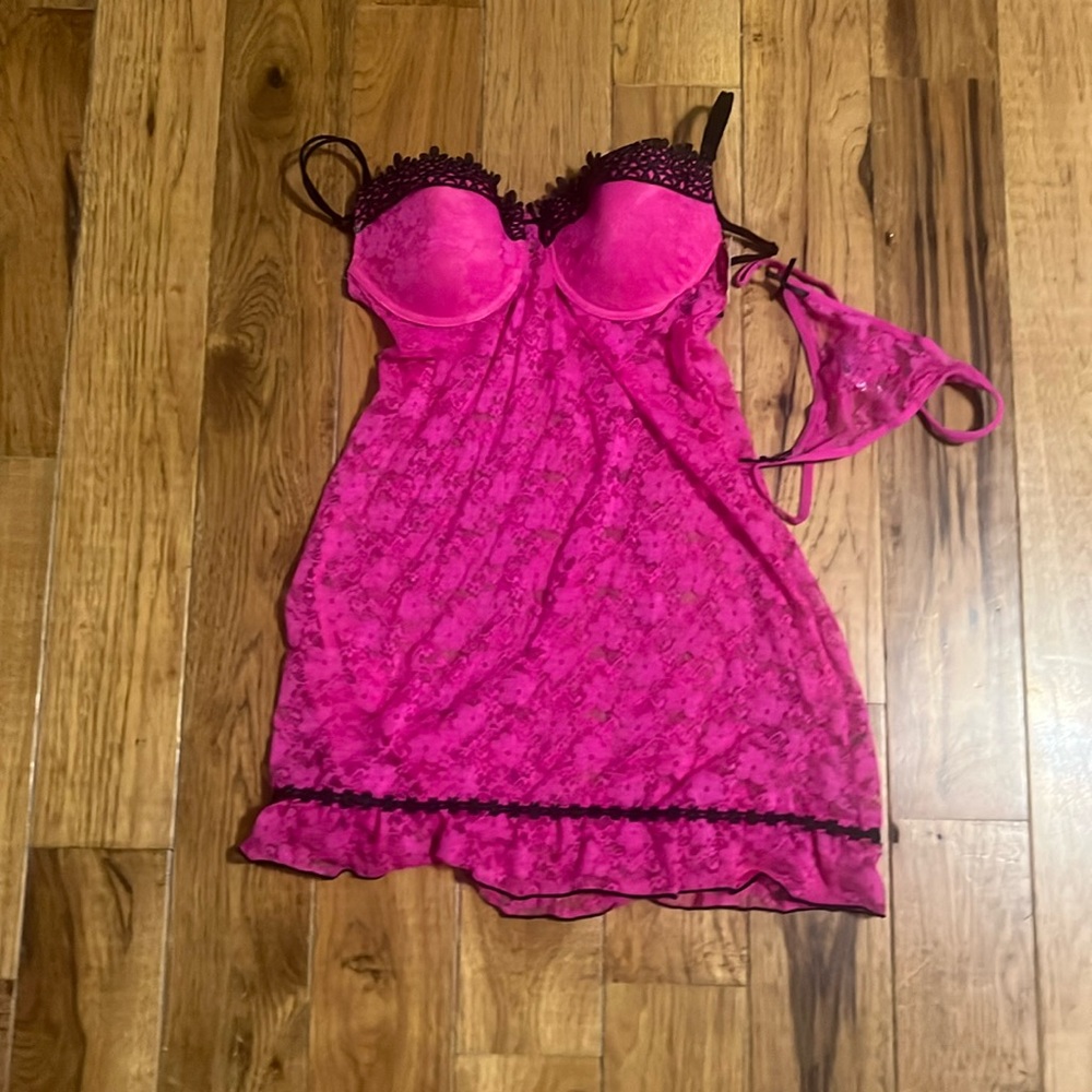 Pink nightie with thong